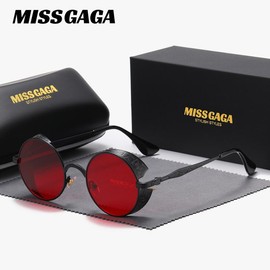 Mother's Day Gift MISSGAGA Unisex High-End Craftsmanship Light Luxury Fashion Full Frame Sunglasses Party Outdoor Square Frame Sunglasses UV400 - Color: Black Red