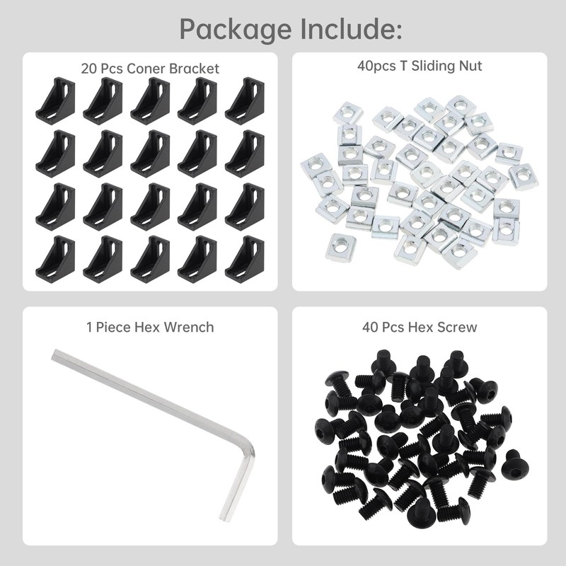 20 Sets 2020 Series Aluminum Extrusion Profile Corner Bracket, CLAHJQX