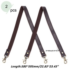 PH PandaHall 23 Inch Leather Purse Straps, 2pcs 0.7 Inch Wide Bag Straps Replacement Purse Strap Handles Brown Handbag Straps with Antique Bronze Swivel Clasps for DIY Shoulder Bags Wallet Making