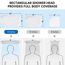 G-Promise All Metal 14 Inch Shower Head with Massage Mode Handheld, Rain Shower Head with Handheld Spray Combo, 3-Way Diverter with Pause Setting, 13 Inch Adjustable Extension Arm (Polished Chrome)