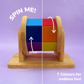 Shumee Wooden Montessori Rainbow Spinning Drum|Infant Tummy Time Toys |Rainbow Wooden Spinning Drum Toys, Baby Sensory Toys for Infant Babies, Boys & Girls | Montessori Toys for Babies 6+ Months