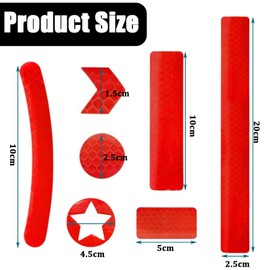 Tsathoggua Pack of 42 Bicycle Rims Stickers, Bicycle Reflector Sticker Set, Reflectors Bicycle Sticker with Various Shapes, Luminous Stickers for Bicycle, Motorcycles, Prams (Red)