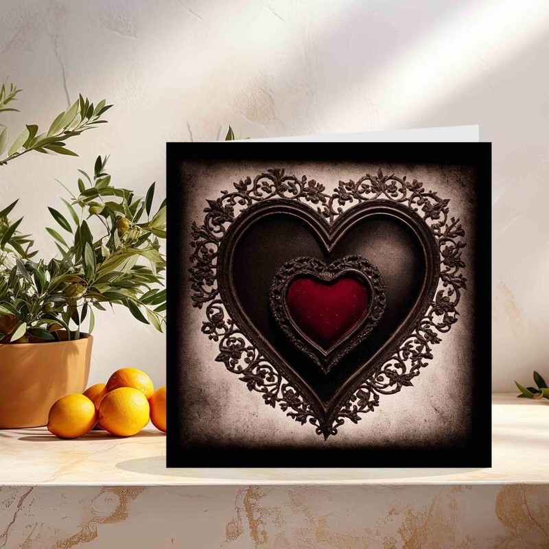 Gothic Love Heart Greeting Card 145mm x 145mm