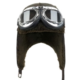 ililily Aviator Hat Winter Snowboard Fur Ear Flaps Trooper Trapper Pilot Goggles Dark Brown