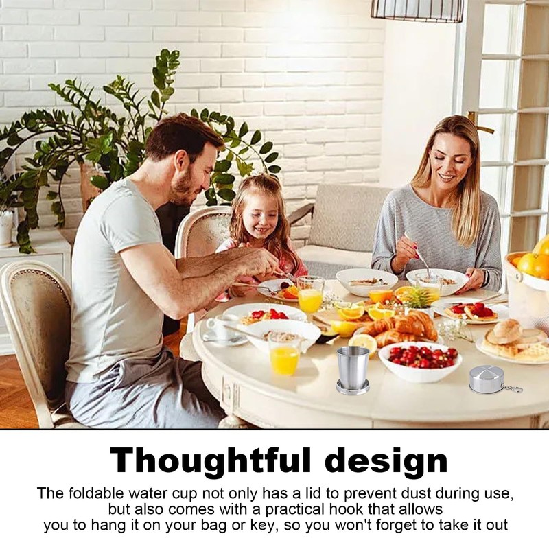 DIYCUT Pack of 2 Foldable Stainless Steel Drinking Cups, Portable