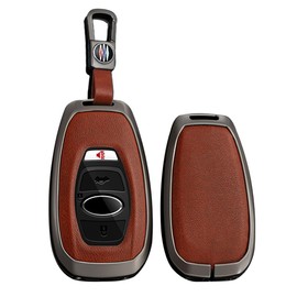 TECART Zinc Alloy Leather Car Key Case Key Fob Holder Cover Protector fit for Subaru BRZ forester Impreza STi WRX XV Crosstrek Legacy Outback 3 4 Buttons Key Cover Keyring Accessories Black-brown