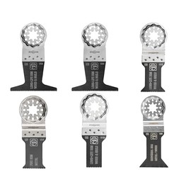 FEIN Best of E-Cut Starlock Wood and Metal MCT (6-Piece Plunge Saw Blade Set for All Multitools: 5 x Long-Life 1 x Fine Saw Blade for Wood and Metal, Long Service Life, Starlock Compatible