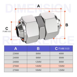 Bwintech 5 Pcs 10mm Straight Push To Connect Lock Nut Tube Pneumatic Fitting,2 Way Nickel Plated Brass Quick KPU10 Air Line Adapter