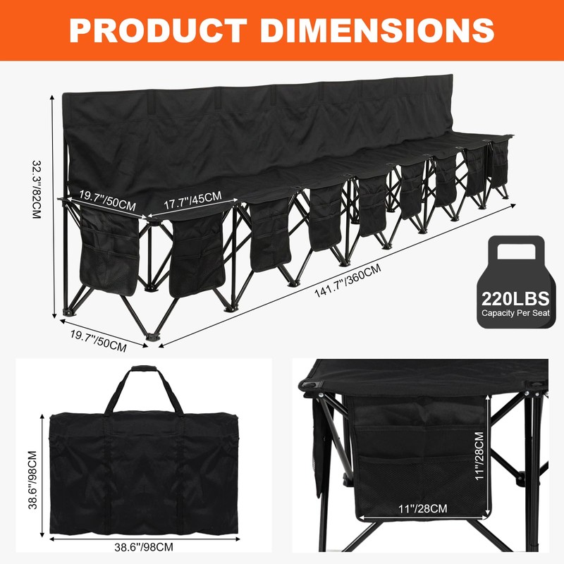 Zettfuly Soccer Bench for Team - Portable Folding Bench Seats
