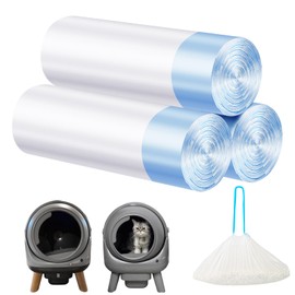 Cat Litter Bags 60 Count,21.65"x11.8" Drawstring Close Litter Box Liners for Automatic Litter Box,Thick Cat Poop Bags,Easy to Clean,Heavy Duty Robot Bag for Self-Cleaning Box