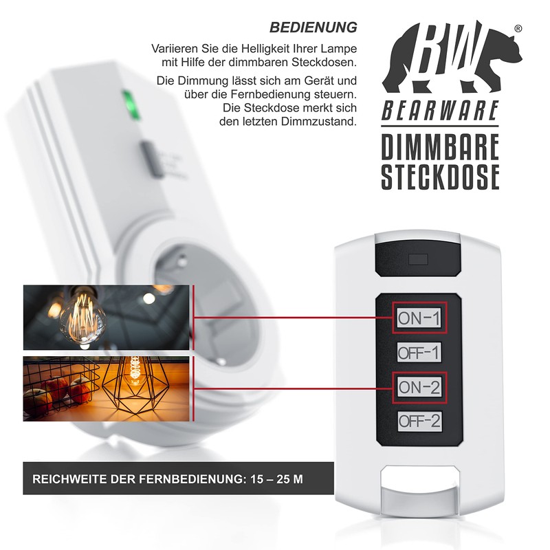 CSL Dimmable Radio Sockets Set with Remote Control Set of