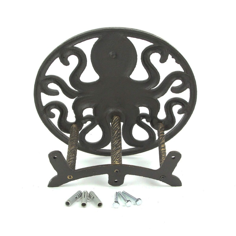 Cast Iron 12 inch Octopus Decorative Wall Mounted Hanging Garden