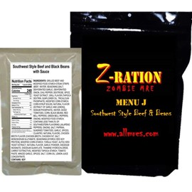 MRE Z-Ration (Zombie MRE) Custom Meals Ready to Eat! (MENU J - Southwest Style Beef & Beans)