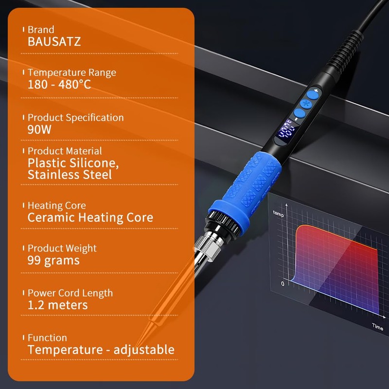 BAUSATZ 90W Digital Soldering Iron Kit, Internal Heating Soldering Iron,