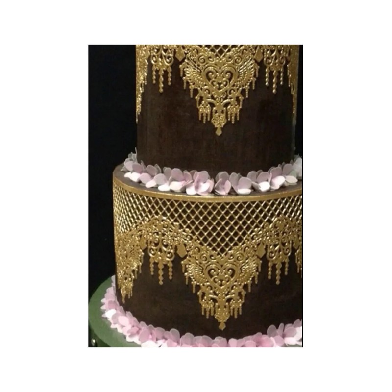 x2 Chandelier Edible Shiny Sugar Lace (Shiny Gold)