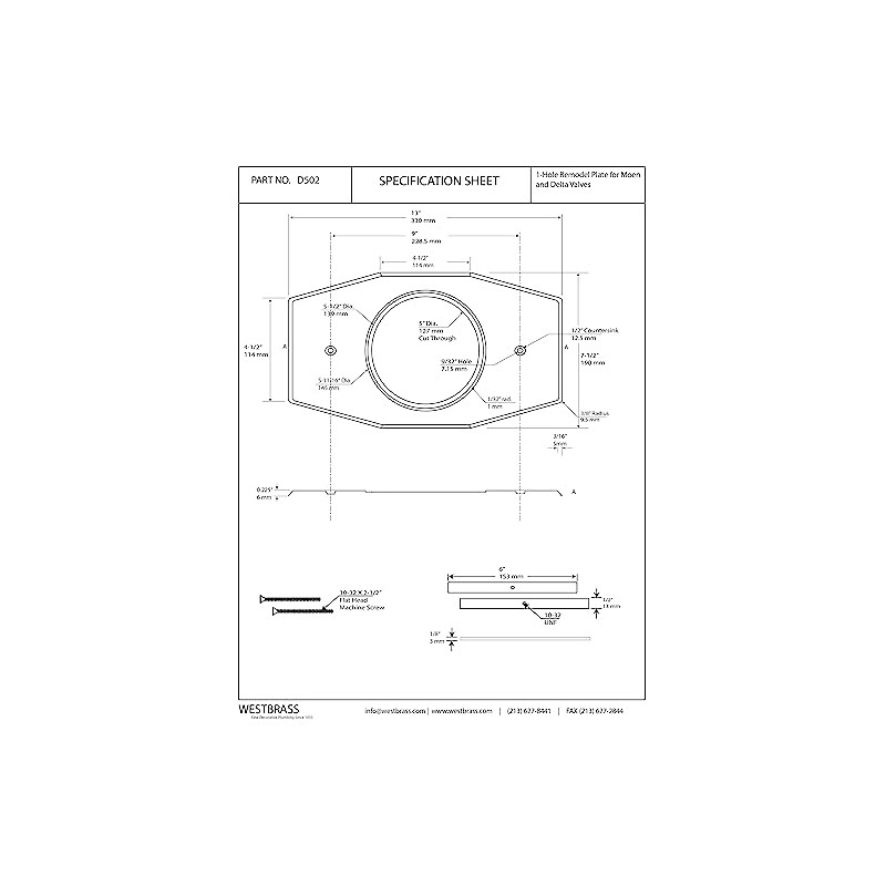 Westbrass D502-12 One-Hole Remodel Plate for Moen and Delta, Oil