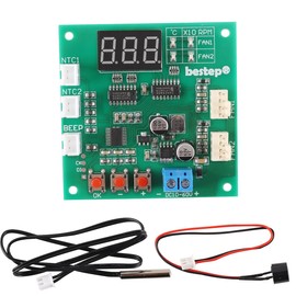Enwye Dual Channel PWM 4 Pin Fan Controller 12V 24V 48V Thermal Speed Controller with Temperature/RPM Display and Stop Alarm