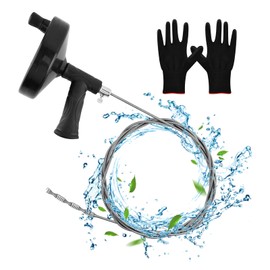 Snake Drain Auger 33 Feet, Plumbing Snake Drain Hair Clog Remover, Heavy Duty Toilet Sink Unclogger Drains Cleaner Tool for Bathroom Kitchen Tub Shower Clog Remover with Gloves(COLOR:black)