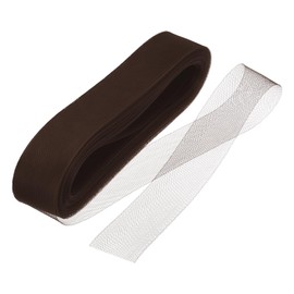 MECCANIXITY 50 Yards Stiff Horsehair Braid 2 Inch Wide for Polyester Boning Sewing Wedding Dress Dance Formal Dress Accessories, Brown