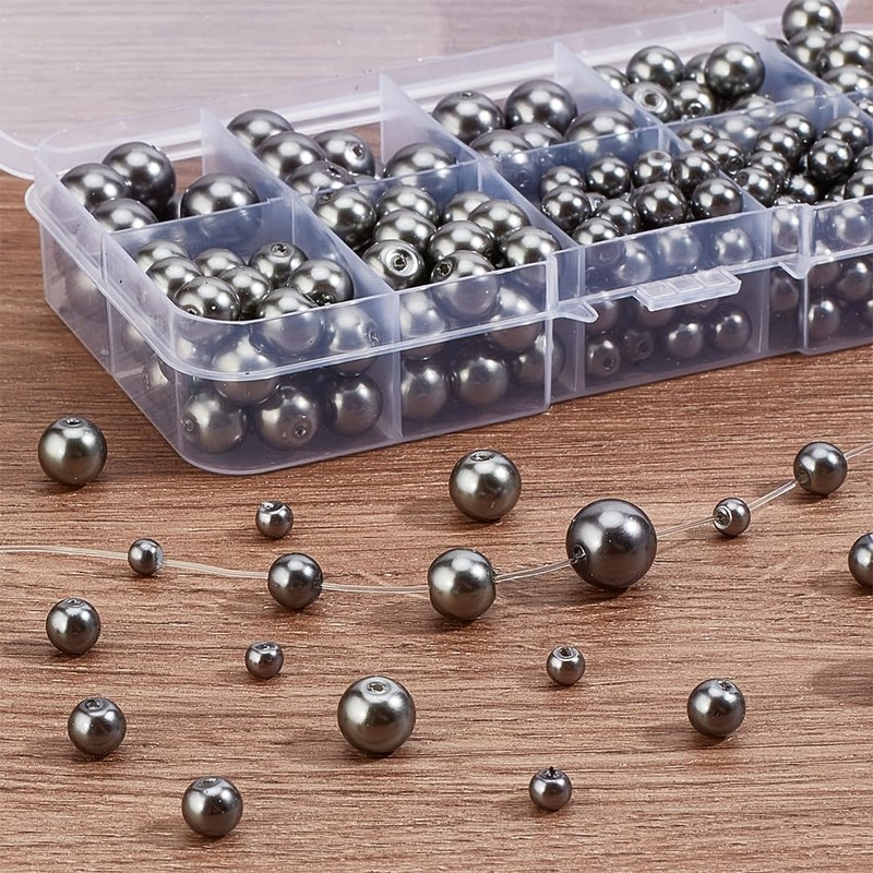 PandaHall Elite Environmental Dyed Glass Pearl Round Beads, Mixed Colours
