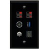 RiteAV Coax HDMI 2 Speaker TOSLINK USB 3 Flat/Solid Wall Plate [Black]