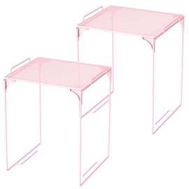 Svartur Stackable Locker Shelf for School Locker Locker Decoration, Tall Locker Organizer Shelf for Work, Back to School Essentials Locker Accessories for Girls, Pack of 2, Pink
