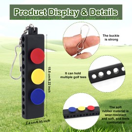 lasuroa 2pcs Golf Tee Holder for Golf Bag, Tees Storage Organizer Clip with 12 Slots & 3 Ball Marker Holes Course Accessories for Men Women Golfers