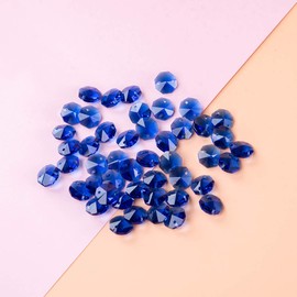 longsheng Blue Crystal 14mm Octagon Beads, Glass Curtain Drop Suncatchers, Crystal Garland Parts Pack of 100