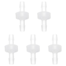 uxcell 5 Pcs Non Return Check Valves, 1/4" (6mm) Dia One Way Inline Hose Connector PP Plastic Hose Barb for Gas Liquid Air Water Tank Pump
