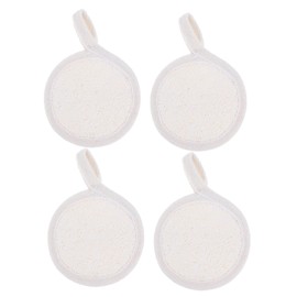 FRCOLOR 4pcs Natural Loofah Exfoliating Pads for Care Deep Cleansing Scrubbing Sponge with Elastic Band for Blackhead Removal and Oil Control for Daily Spa Use