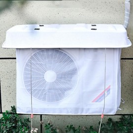 RAUMPA Air Conditioner Covers for Outside Window Units with Protective Net for Mini Split HVAC Condenser Compressor Heat Pump Protects from Weatherproof (White, 38.6x19.7in)