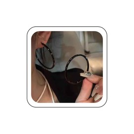 Wendalern Large Black Hoop Earrings Big Huggie Hoop Earrings Thin Round Circle Earrings Simple Hypoallergenic Hoop Earrings Jewelry for Women