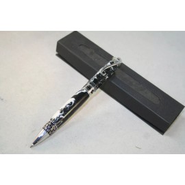 TEG Crafted Handmade Zen (Black & White) Cat Pen with Chrome Parts