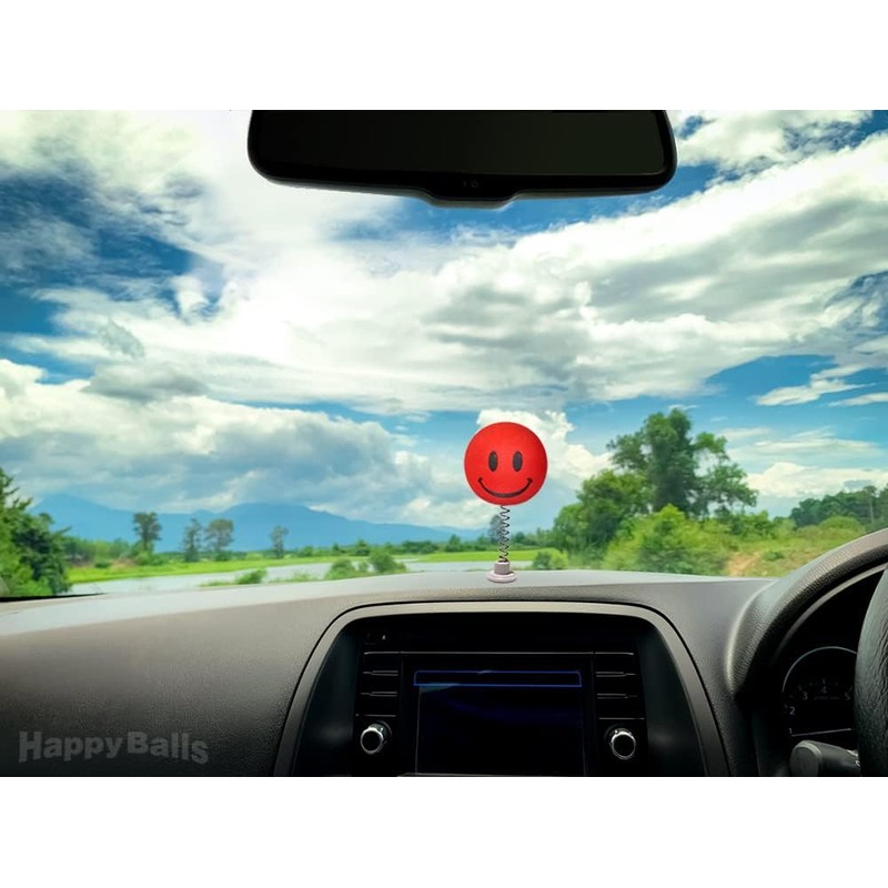 HappyBalls Happy Smiley Face Car Antenna Ball/Auto Mirror Dangler/Dashboard Accessory