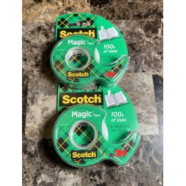 Scotch Magic Matte Finish Transparent Tape Dispenser Pack 0.5 x 800" Lot Of 2