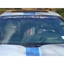 Reflective Concepts 43" SUPERCHARGED Windshield Lettering Decal - Fits Grand Prix, Regal, Monte Carlo (Color: Gloss White)