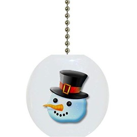 Snowman Black Hat Solid Ceramic Fan Pull