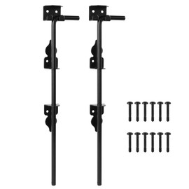 HILLMASTER 18" Heavy Duty Cane Bolt Gate Drop Rod for Wood Fence, Steel Drop Bolts Cane Bolt Hardware for Wooden Gater and Holding Doors, Black Finish,2 Pack