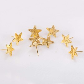 Haidong 20 Pcs Gold Star Zinc Alloy Push Pin Multi-Functional Decorative Thumbtack Fixed Paper Photo Memo Note for Cork Board Map Drawing Pins Nail Office Accessories