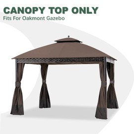 JANCANOPY Replacement Cover for 10X12Ft Oakmont Gazebo L-GZ1188PST-A,Pinehurst Gazebo L-GZ1188PST,Brown