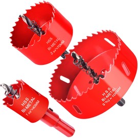 Otutefo Bi-Metal Hole Saw Set, Drill Bit for Wood, Plastic, UPVC, MDF and Plasterboard, Thin Metal Sheets, Durable Can Drill (40 mm, 70 mm, 100 mm / One of Each)