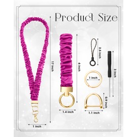 Marspark 2 Pcs Scrunchie Lanyard for Teacher Retractable ID Badges Wrist and Neck Lanyard Cute Stretchy Keychain Wrist Let Bracelet for Women Nurse Cruise Ship(Solid Color,Rose Red)