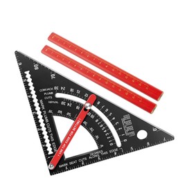 Ruler, 80° Angle Measuring 7 Inch Beam Square Aluminum Alloy Compact Erosion Resistant with 2 Pens for Woodworking Roofing (#2)