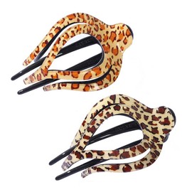 2 Pcs Acrylic Hair Claw Clips Leopard Print Hair Jaw Clips Clamps Non Slip Hair Barrettes Ponytail Holder Hair Accessories for Women and Girls