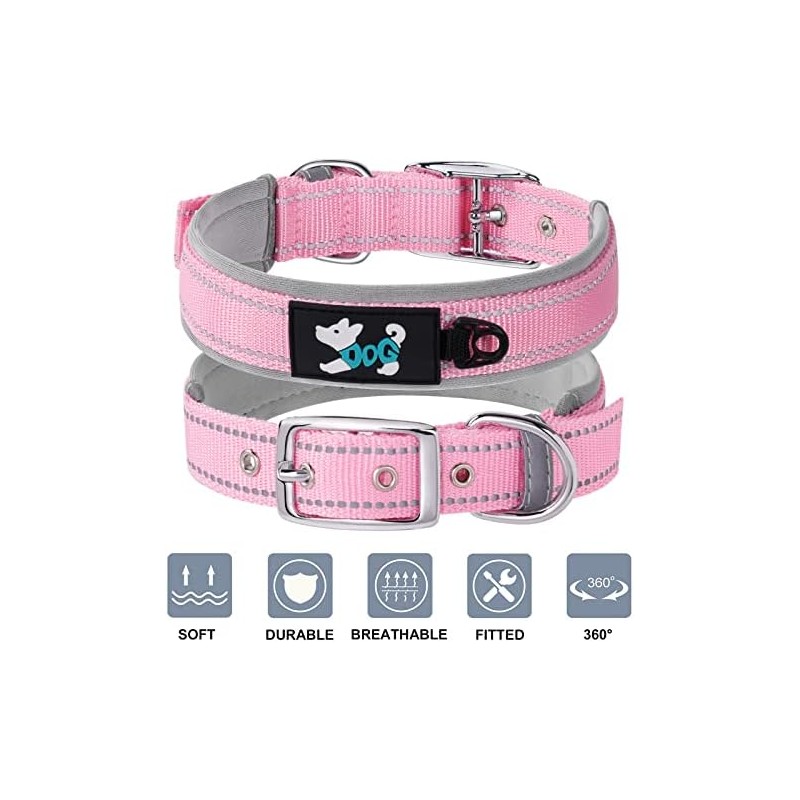 AUAUY Collar de perro de nailon, collar de perro reflectante