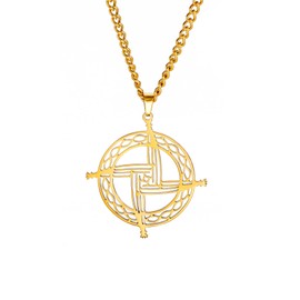 Dreamtimes Saint Brigid Cross Necklace Irish Talisman Pendant Necklace Celtics Cross Brigid's Necklace for Women Men Catholic Protection Pendant Amulet Religious Jewelry (Gold)