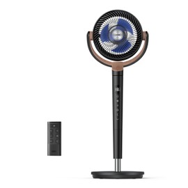 Dreo Standing Fan For Bedroom, 120°+120°Omni-directional Oscillating Fan, 85 ft Circulator With Remote, DC Motor Quiet Pedestal Room Fans, 8 Speeds, 3 Modes, 8H Timer, PolyFan 502 Black
