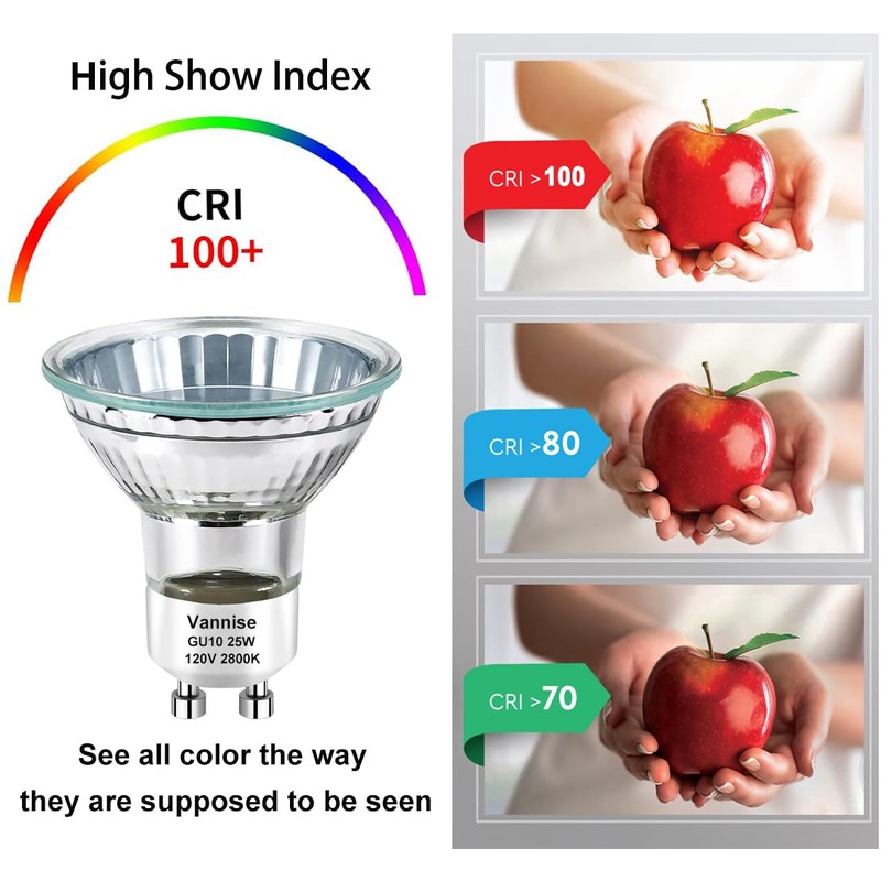 Vannise MR16 GU10 Bulb 25W, 6 Pack High Output GU10