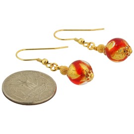 Glass Of Venice Murano Glass Royal Red Ball Earrings