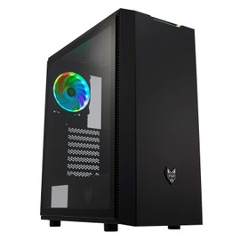 FSP ATX Mid Tower PC Gaming Case with a Translucent Tempered Glass Side Panel and 1 ARGB Fan & Light Bar (CMT350)